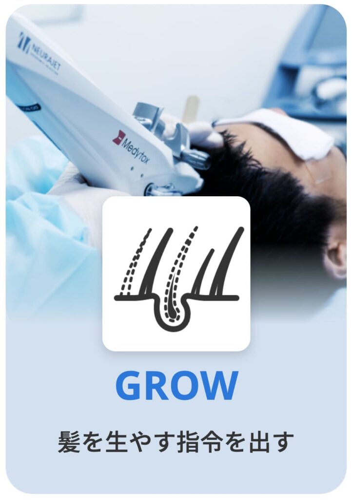 ゴリラクリニックのAGA治療のステップ「GROW」